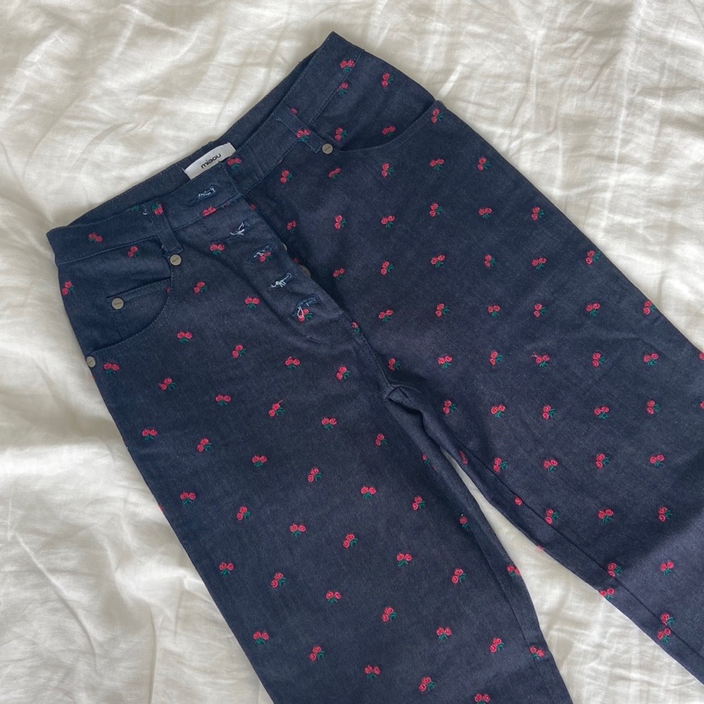 Miaou Jeans Rose Embroidered High Rise